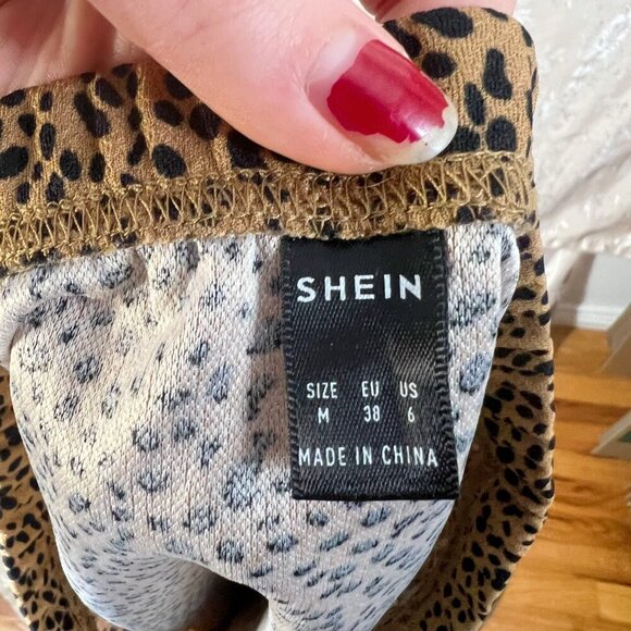 Shein Cheetah Print Black and Tan Brown Spotted Animal Print Mini Skirt Size M - Picture 4 of 4